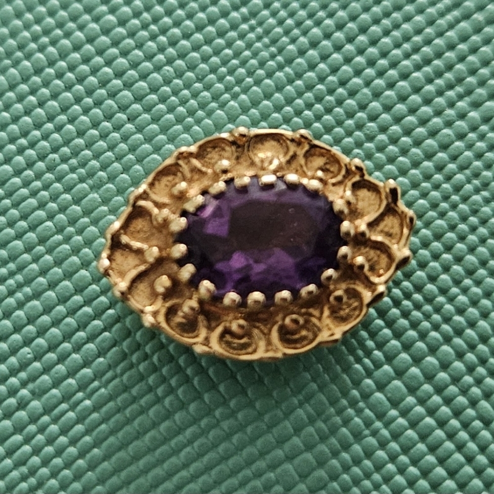 Amazing Oval Amethyst 14k Solid YG Slide Bracelet Charm / Pendant